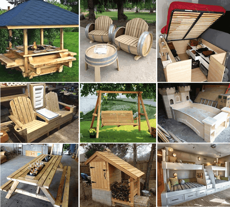 Examples of Ted's woodworking plans for rustic indoor and outdoor furniture