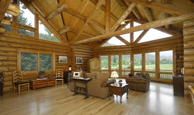 Large windows in a log home