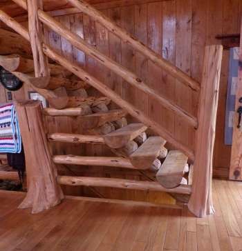 trees as posts in a log home