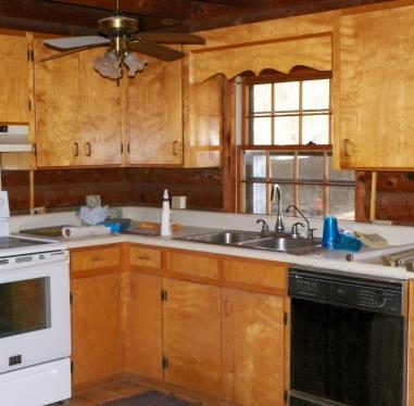 wood valance in kitchen