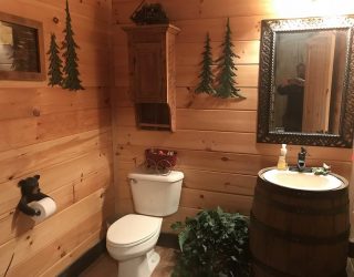 wood walls in a country bathroom