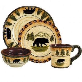 Black bear dinnerware