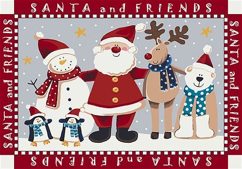 Santa and friends rug