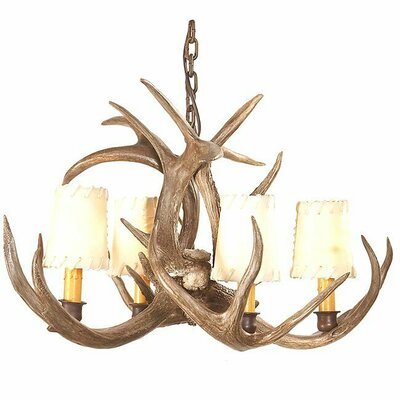 antler chandelier as log cabin lighting