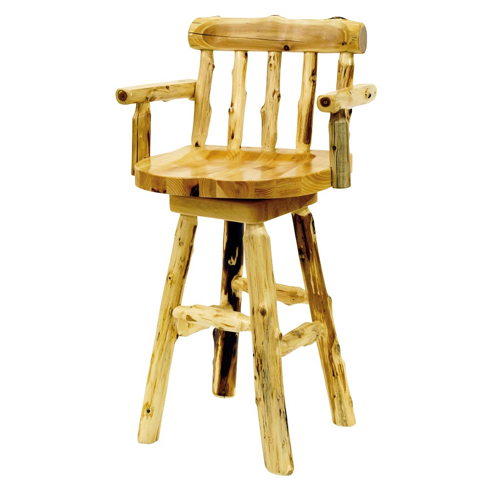 log bar stool with arms