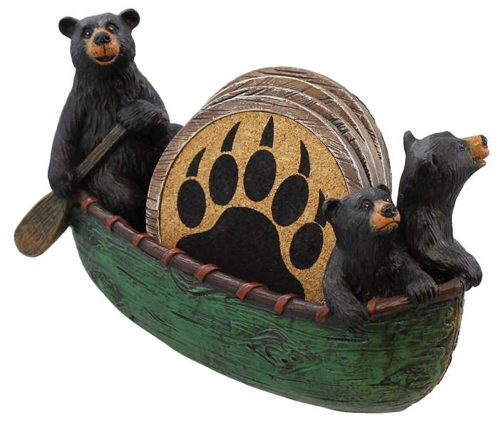 bears in a canoe coasters