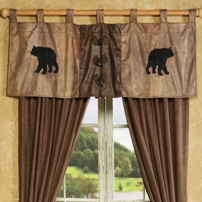 bear log cabin curtain theme