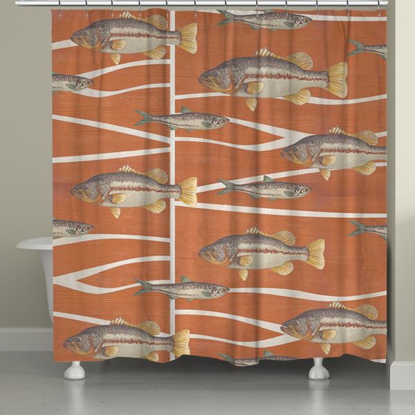 cabin life fish shower curtain