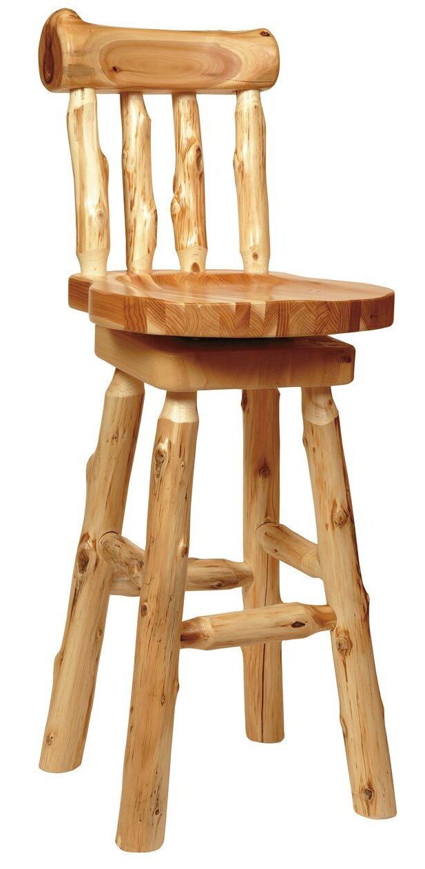 log bar stool with backrest