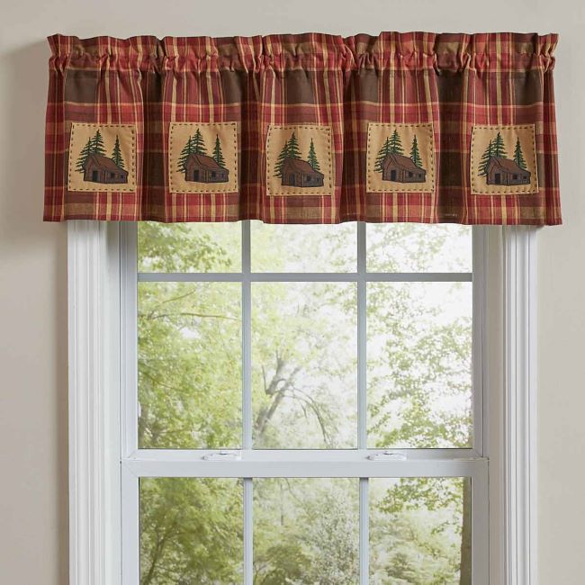 log cabin patch lined valance
