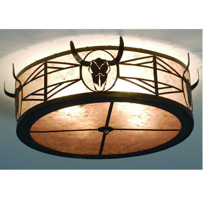 longhorn steer ceiling light flush mount