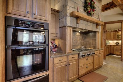 modern log cabin kitchen