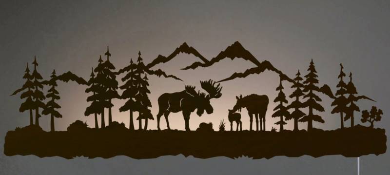moose family wall art that is back lit