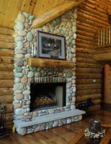 river bed stone fireplace