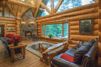 wall pictures in rustic log home