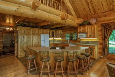 cozy kitchen with ceilings of varying heights