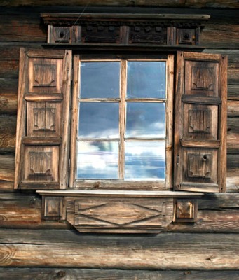 carved rustic shutters