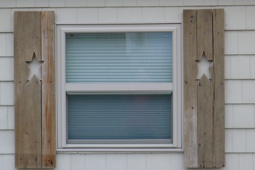 rustic shutters with star cutouts