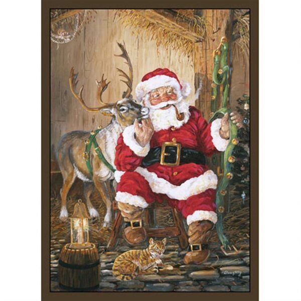 Santa reindeer area rug